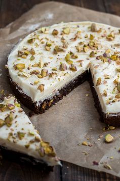 Pistachio Brown Butter Brownies with Cream Cheese Frosting