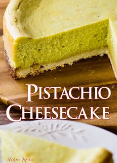 Pistachio cheesecake with coconut macaroon crust