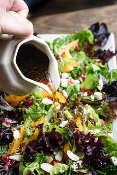 Pomegranate Goat Cheese Salad with Balsamic Honey Dressing