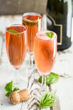 Pomegranate Mimosas with Fresh Basil