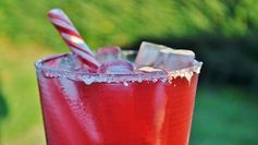 Pomegranate Peppermint Ginger Fizz with Peppermint Sugar Rims