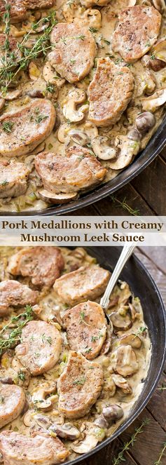 Pork Medallions with Creamy Mushroom Leek Sauce