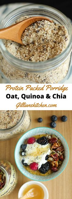 Protein Packed Breakfast Porridge With Oats, Quinoa and Chia