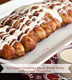 Pull Apart Cinnamon-Sugar Bread Sticks With Cream Cheese Dip