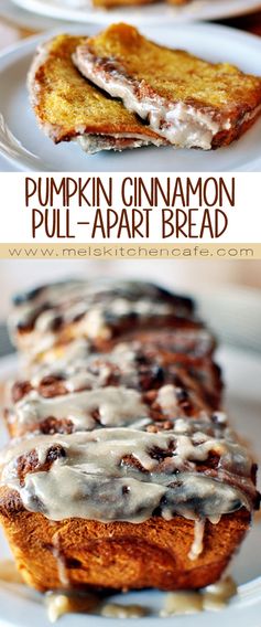 Pumpkin Cinnamon Pull-Apart Bread with Vanilla Glaze