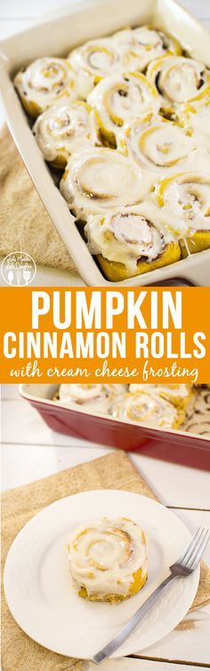 Pumpkin Cinnamon Rolls with Cream Cheese Frosting