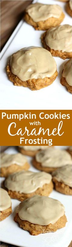 Pumpkin Cookies with Caramel Frosting