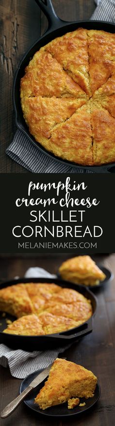 Pumpkin Cream Cheese Skillet Cornbread