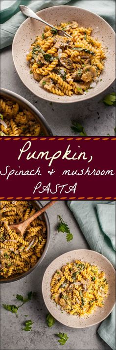 Pumpkin, Mushroom, and Spinach Pasta