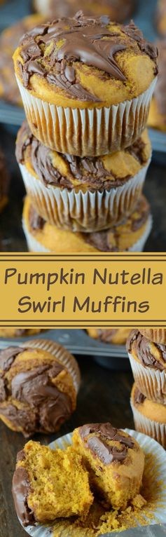 Pumpkin Nutella Swirl Muffins