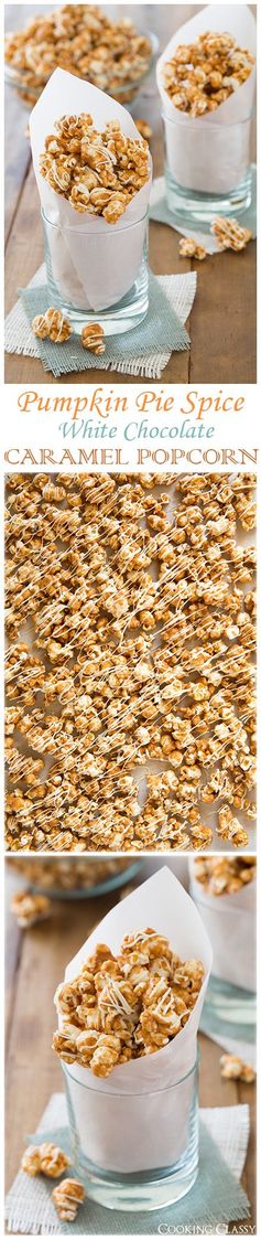 Pumpkin Pie Spice Popcorn with White Chocolate