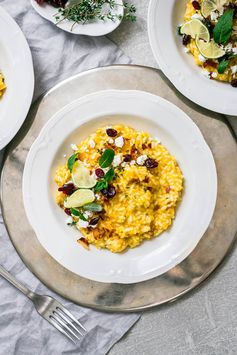 Pumpkin Risotto with Goat Cheese, Pancetta & Cranberries