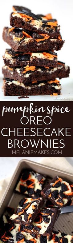 Pumpkin Spice Oreo Cheesecake Brownies