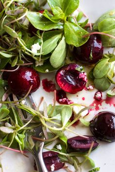 Purslane Salad With Cherries and Feta