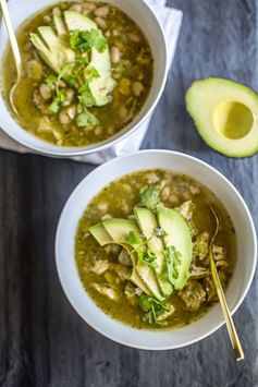 Quick + Easy Salsa Verde Chicken and White Bean Soup