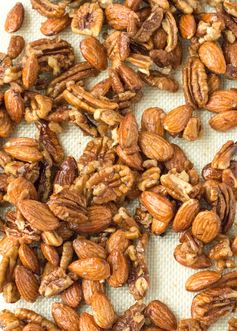 Quick Maple Candied Pecans and Almonds