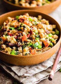 Quick Pineapple Paleo Fried Cauliflower Rice (with extra Protein