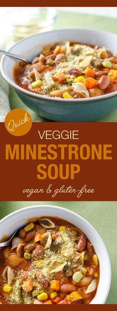 Quick Veggie Minestrone Soup (Vegan and GF