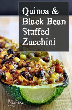 Quinoa and Black Bean Stuffed Zucchini