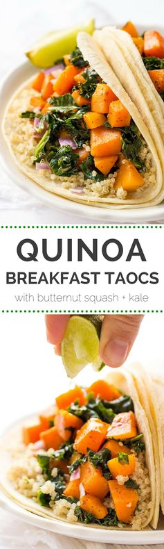 Quinoa Breakfast Tacos with Kale + Butternut Squash