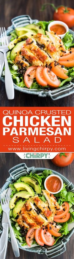 Quinoa Crusted Chicken Parmesan Salad