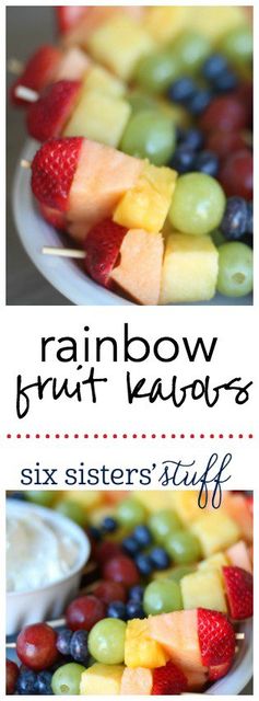 Rainbow Fruit Kabobs with Fluffy Marshmallow Dip