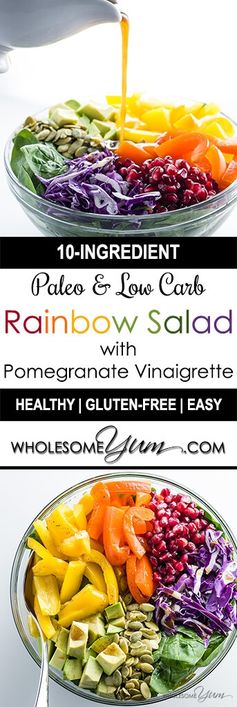 Rainbow Salad with Pomegranate Vinaigrette (Paleo, Low Carb