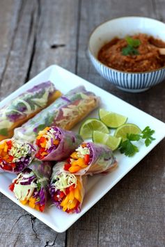 Rainbow Vegetable Rolls & Spicy Peanut Sauce