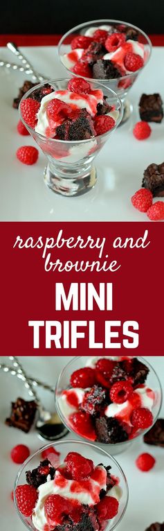 Raspberry & Brownie Mini Trifles