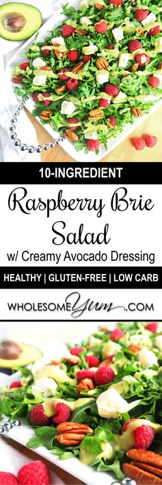 Raspberry Brie Salad with Creamy Avocado Dressing