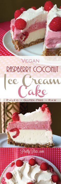 Raspberry Coconut Ice Cream Cake (Vegan/Paleo