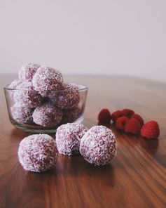 Raspberry coconut paleo bliss balls