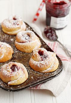 Raspberry Jam Filled Rose Buns