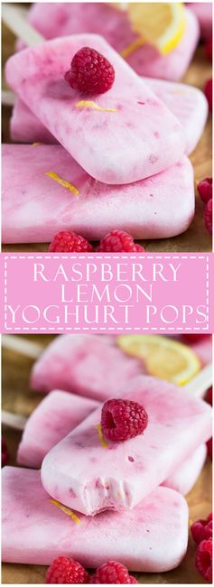 Raspberry Lemon Greek Yoghurt Popsicles