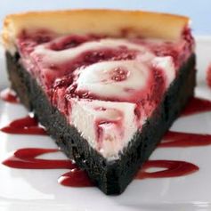 Raspberry Swirl Brownie Cheesecake