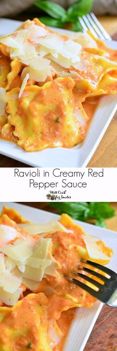 Ravioli in Creamy Red Pepper Sauce