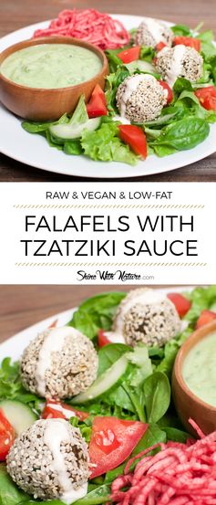 Raw Falafels with Tzatziki Sauce (low fat, vegan