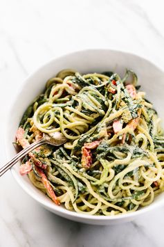 Raw Vegan Power Zucchini Pasta with Hemp Seed Alfredo