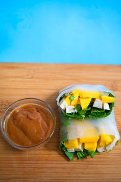 Raw Vegan Summer Rolls with Almond Dipping Sauce