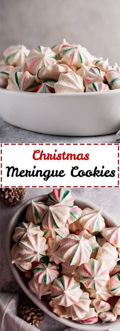 Red and Green Striped Christmas Meringue Cookies