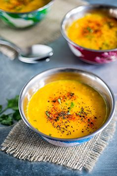 Red lentil soup with carrots and parsnips