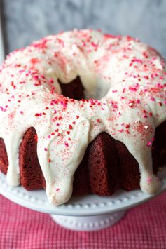 Red Velvet Bundt Cake with a Cream Cheese Ribbon