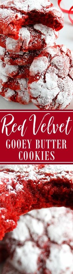 Red Velvet Gooey Butter Cookies (from scratch!