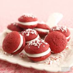 Red Velvet Whoopie Pies with Peppermint Filling