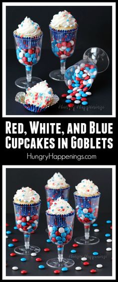 Red, White, and Blue Cupcakes Served in Goblets