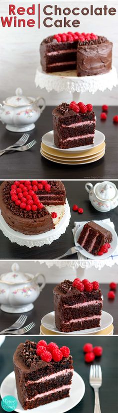 Red Wine Chocolate Raspberry Cake - Filling, Icing, Decorating + Recipes