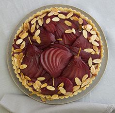 Red Wine-Poached Pear & Almond Tart