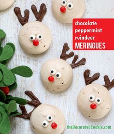 Reindeer chocolate peppermint meringue cookies