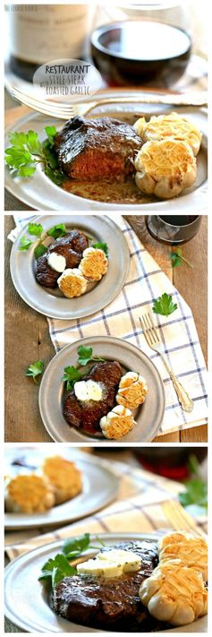 Restaurant Style Steak with Roasted Garlic and Cilantro Butter