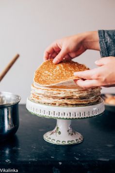 Rhubarb Custard Crepe Cake